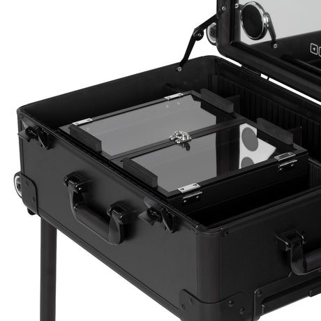Rolling makeup station with telescopic handle and wheels