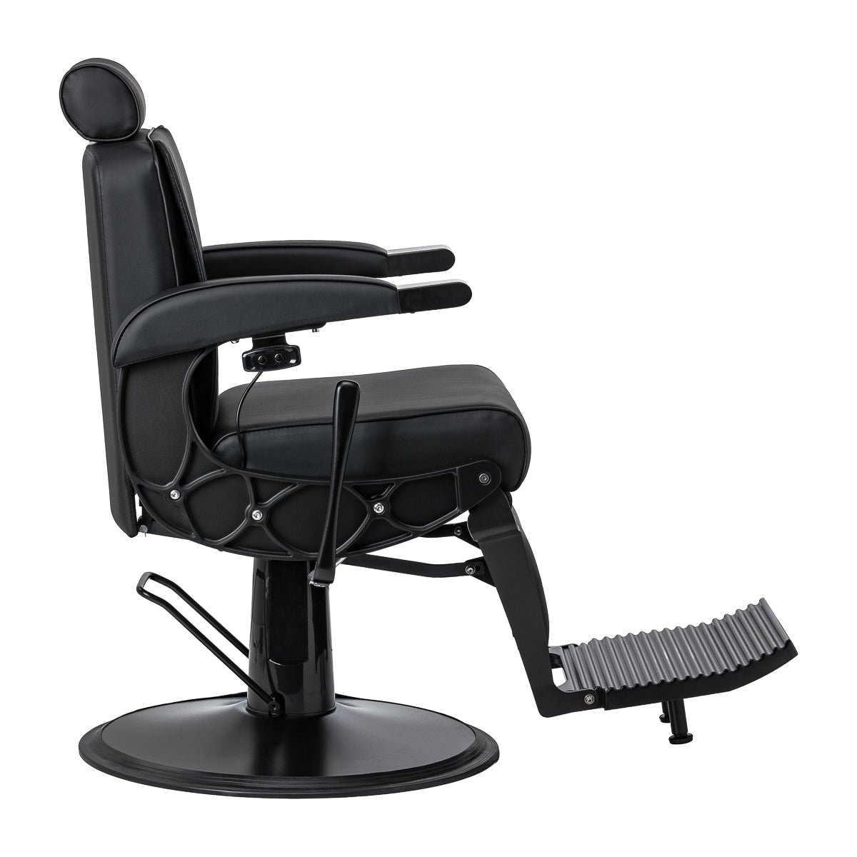 Gabbiano Continental Cadeira De Barbeiro Com Massagem – Preta · Vista lateral