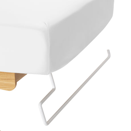 Sillon Siesta Marquesa SPA Elétrica – Branca, Base Castanho Claro · Suporte de toalha