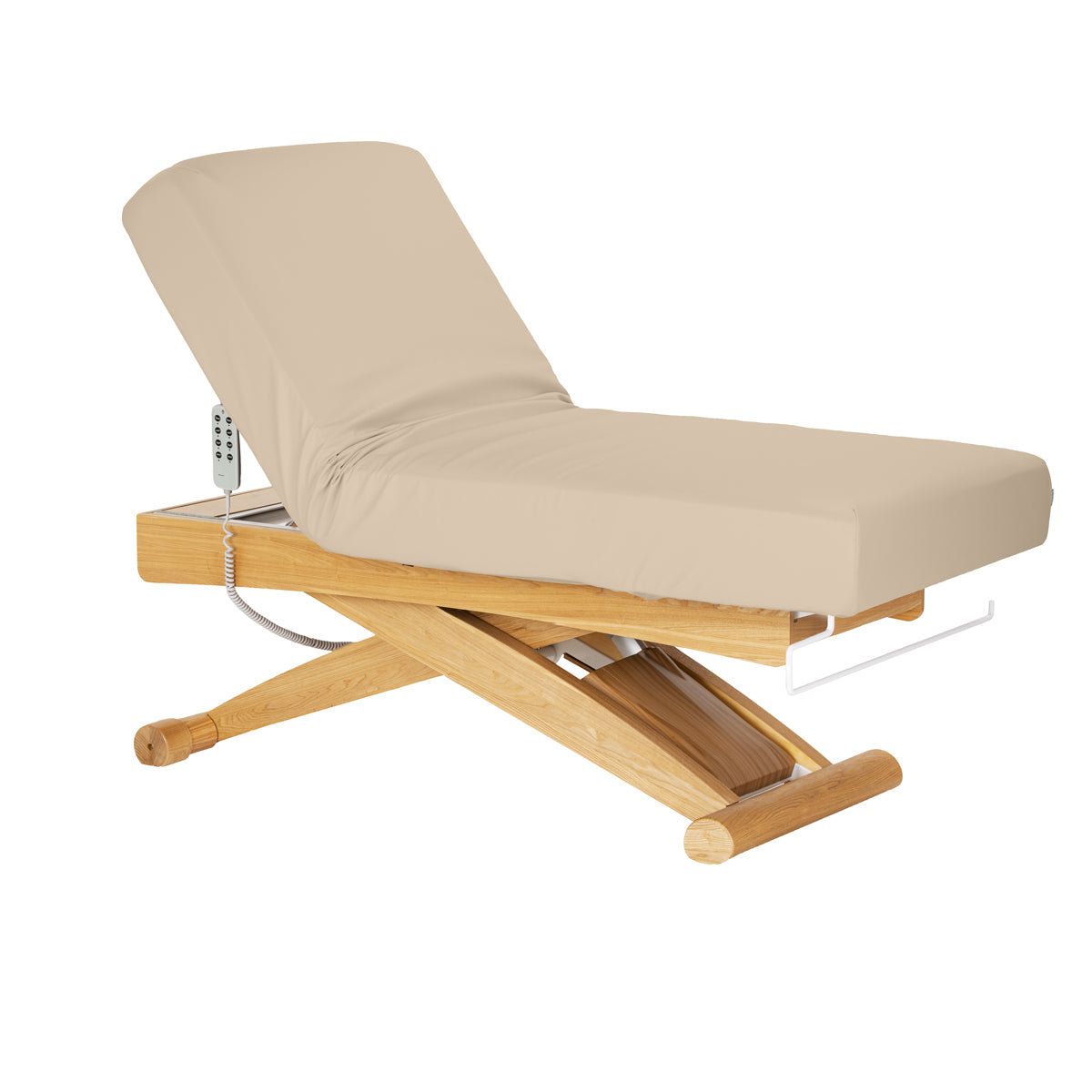 Sillon Siesta Marquesa SPA Elétrica – Bege, Base Castanho Claro · Posição reclinada