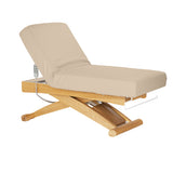 Sillon Siesta Marquesa SPA Elétrica – Bege, Base Castanho Claro · Posição reclinada