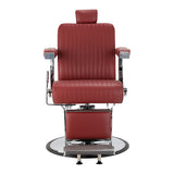 Gabbiano Visionerio+ cadeira de barbeiro hidráulica – Vermelha, estrutura cromada; vista frontal