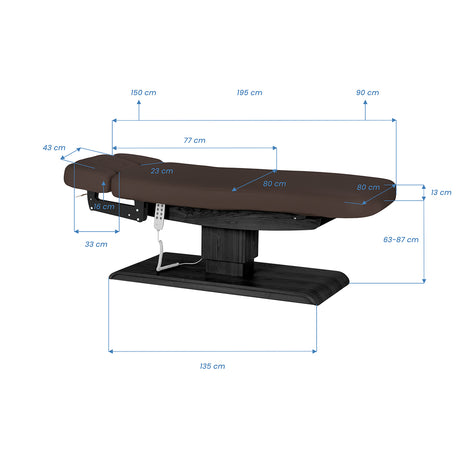 Marquesa SPA Elétrica Sillon Relax – Castanho-Escuro, Base Preto · Esquema de dimensões