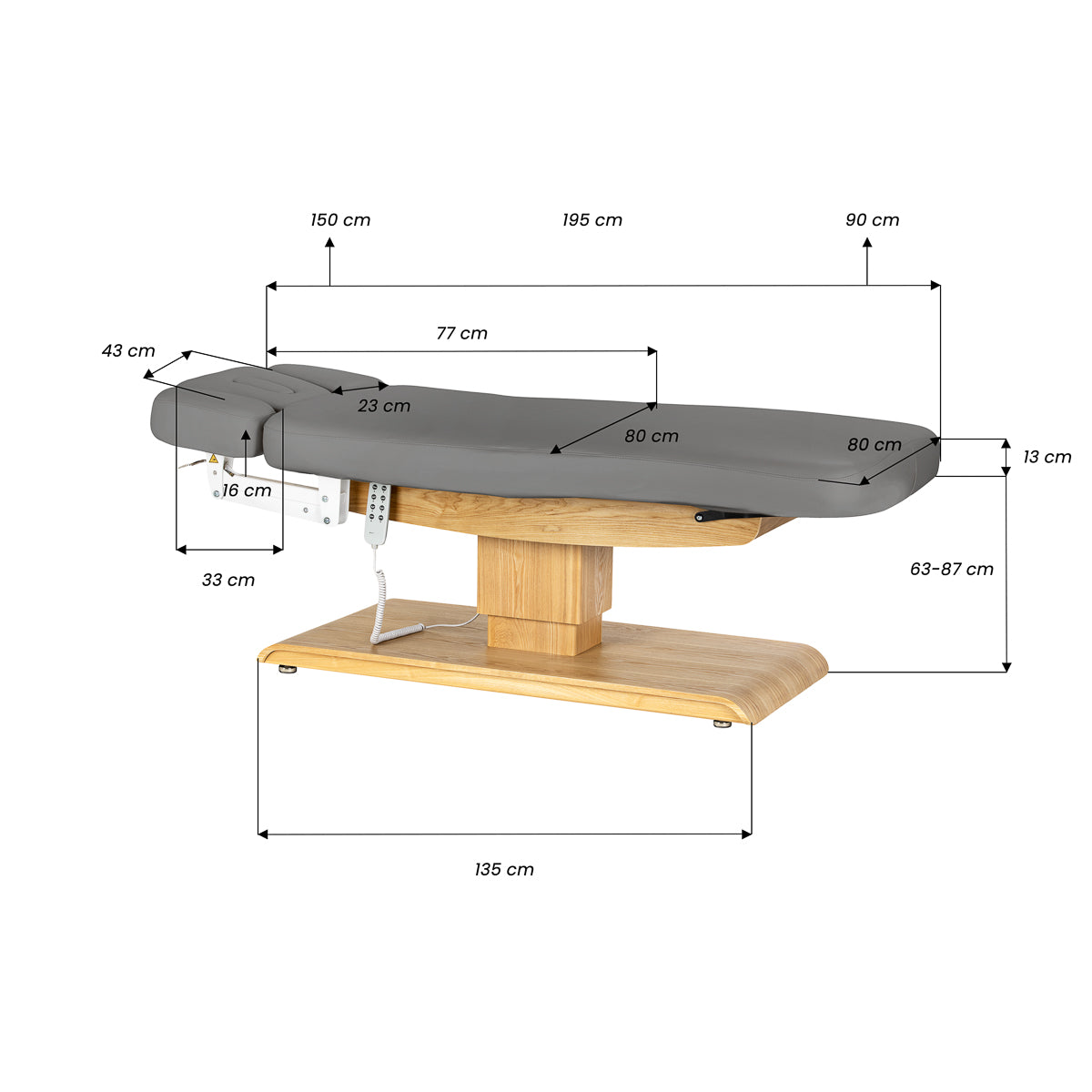Sillon Relax · cinzento / castanho-claro · desenho das dimensões