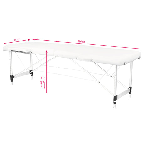 2-section aluminum folding massage table, comfort, white - BVShop