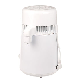 Electrical water distiller SUN 4L 750W by Beauty System, showing the compact white appliance with control panel and glass collection container.