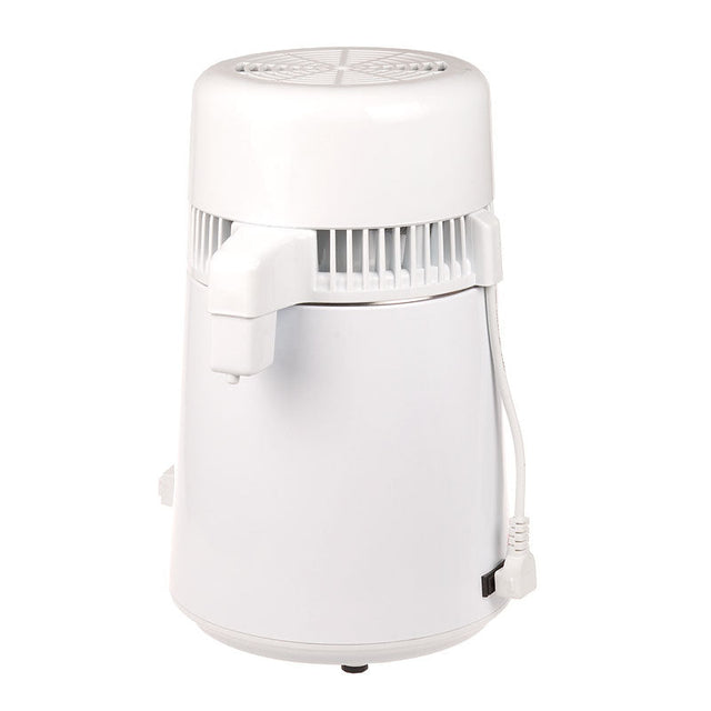 Electrical water distiller SUN 4L 750W by Beauty System, showing the compact white appliance with control panel and glass collection container.