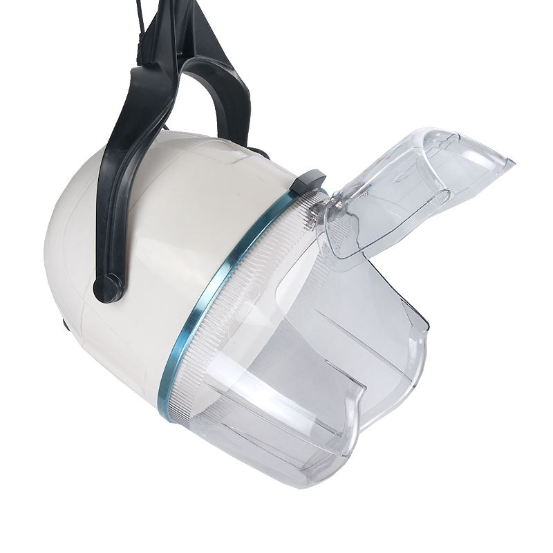 White suspended wall mount hood dryer BB-6082H from Beauty System, featuring a sleek design and adjustable air outlet for professional hair drying