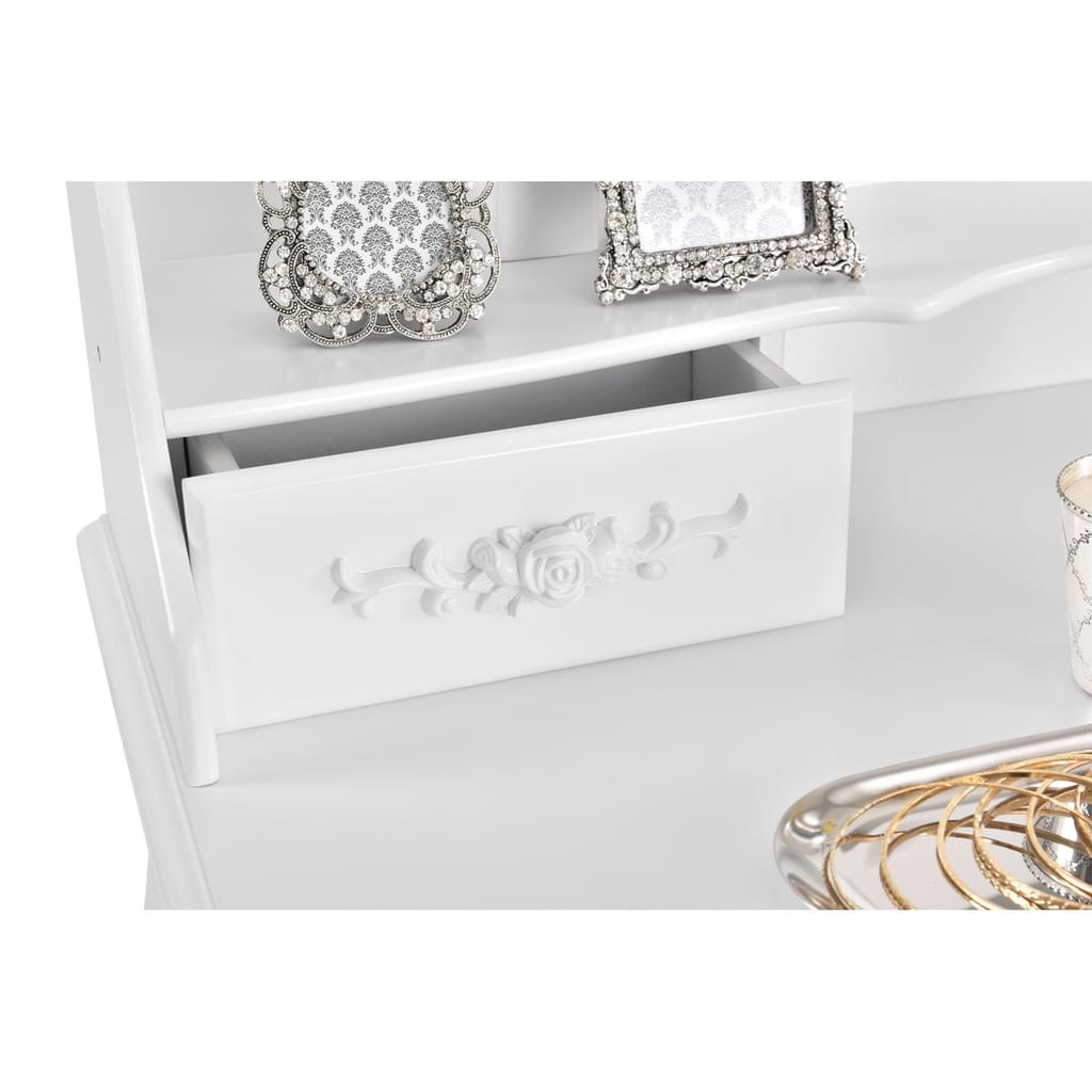 5-Toaletka biała MIRA lustro 4 szuflady + taboret-5