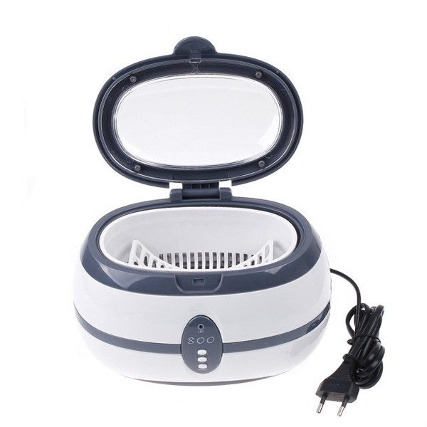 Professional ultrasonic cleaner VGT-800 by Beauty System with 600ml capacity, featuring stainless steel tank and control panel.