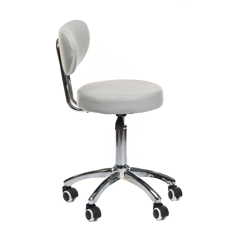 Gray cosmetic stool BT-229 by Beauty System with padded seat and adjustable height for salon or makeup use.