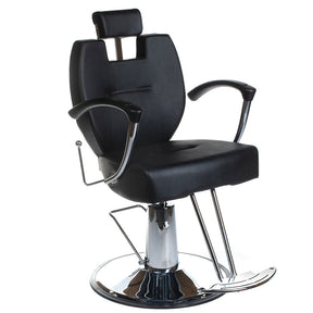 Black Barber Chair HEKTOR BH-3208 by Beauty System with padded armrests and adjustable headrest, suitable for professional salons