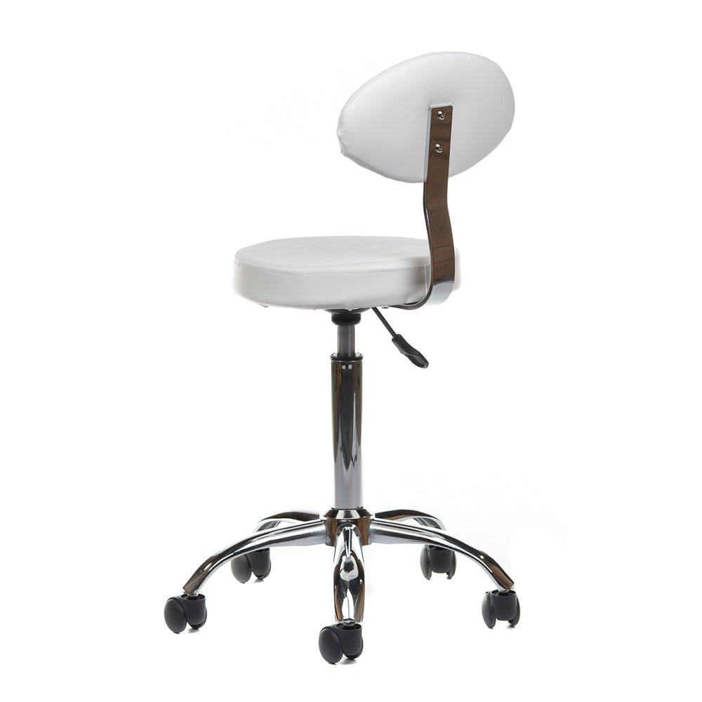 Taboret kosmetyczny z oparciem BH-7289 White - BVShop
