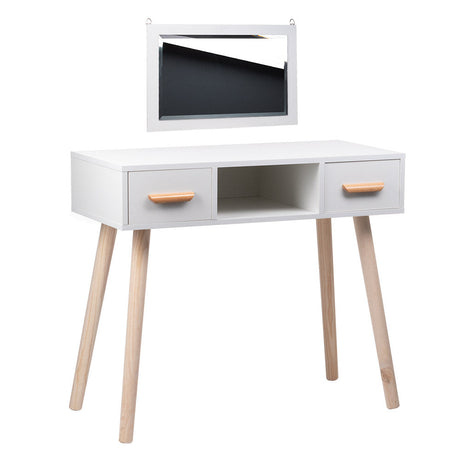 White ALVA Vanity with 2 drawers mirror + stool - BVShop