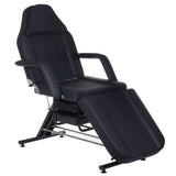 Black cosmetic chair with attached trays, model BW-262A by Beauty System, featuring adjustable height and padded seating for salon use.