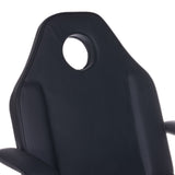 Black Beauty System cosmetic chair BW-262A with attached trays, featuring padded upholstery and adjustable height for salon use.
