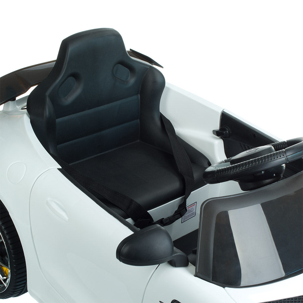Children's Mercedes white hairdressing chair by Beauty System with adjustable height and cushioned seat for kids' salon use.