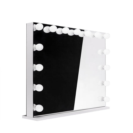 LED illuminated Hollywood mirror by Beauty System with 120x80cm size, featuring bright LED lights and a sleek reflective surface.