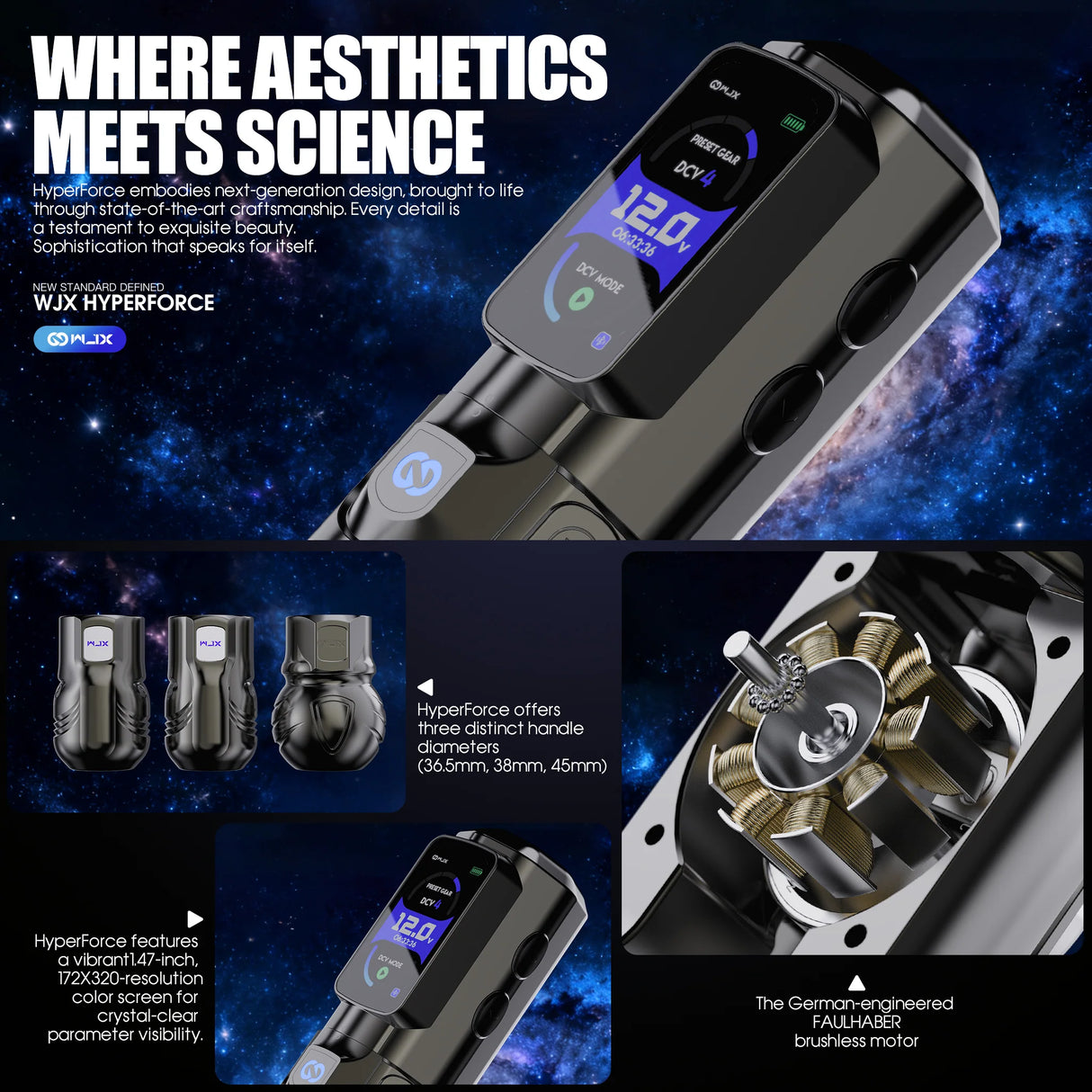 Mast WJX Hyper Force Wireless Tattoo Pen Machine with FAULHABER Brushless Motor - BVShop