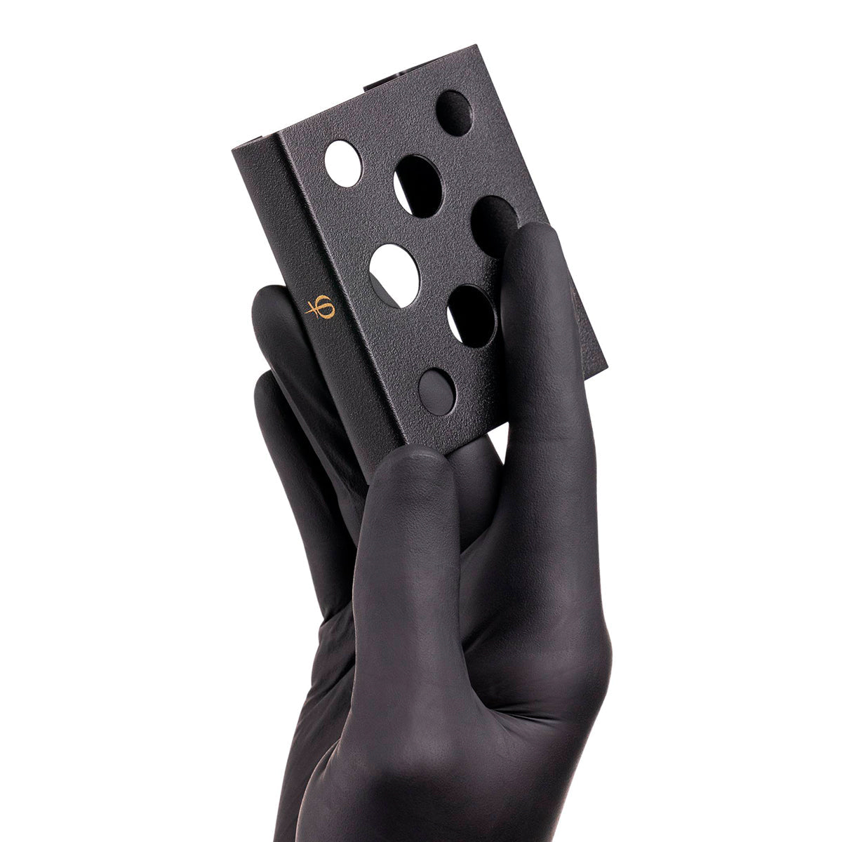 PhiAcademy Ink Cup Holder — metal pigment cup holder held in a gloved hand