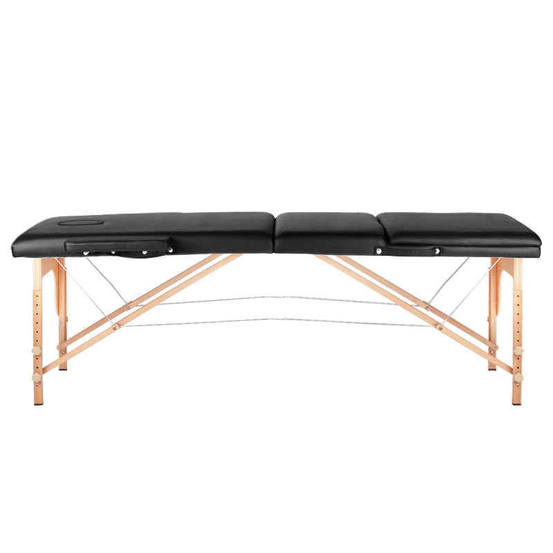 3-section black comfort massage table, wood comfort - BVShop
