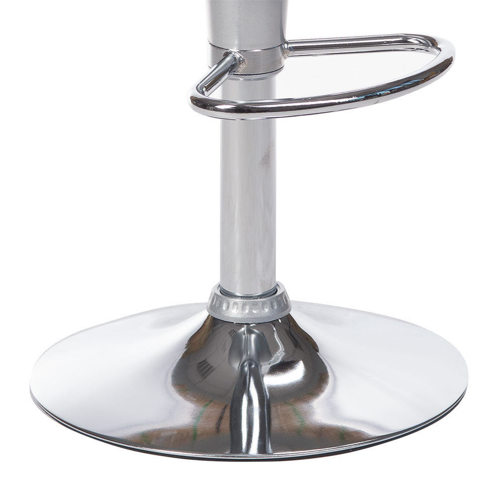 Silver bar stool BX-1002 from Beauty System with a sleek modern design and cushioned seat, shown in a contemporary setting.