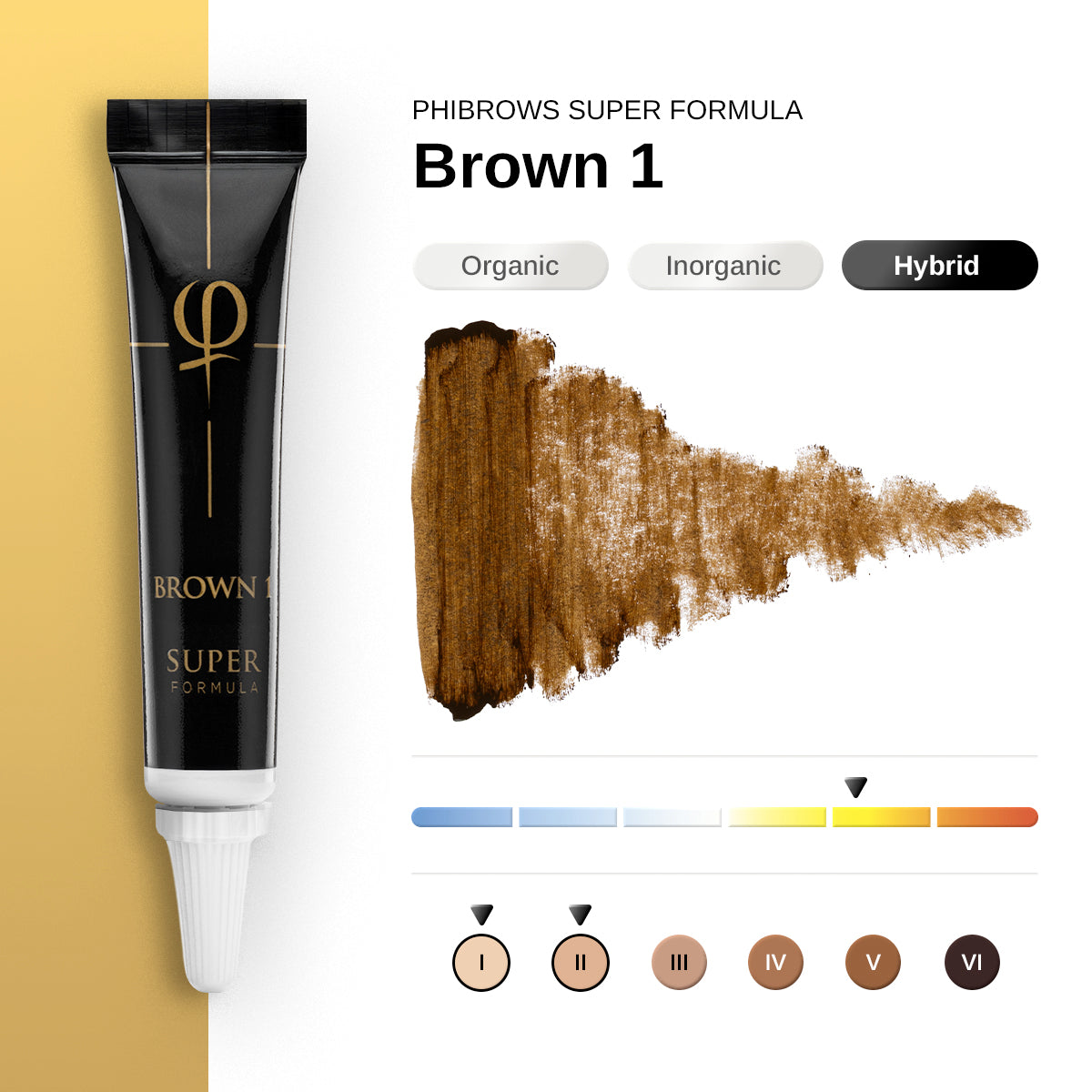 PhiBrows SUPER Brown 1 PMU & Microblading Pigment 5ml — shade and colour information