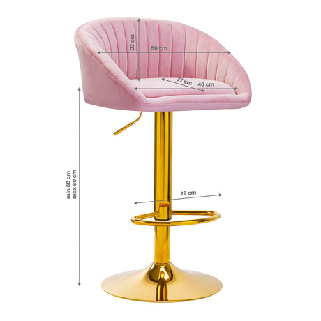 4Rico Bar Hocker QS-B16G pink velvet - BVShop