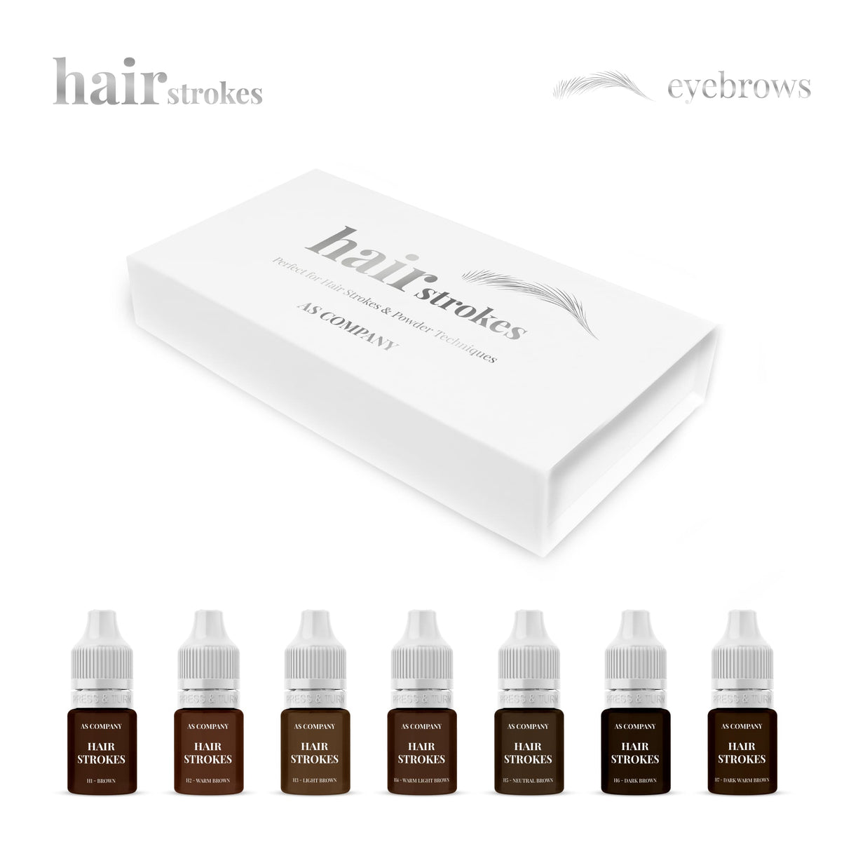 AS COMPANY Eyebrow Set Hair Strokes Hybrid Organic-Based 7×6ml