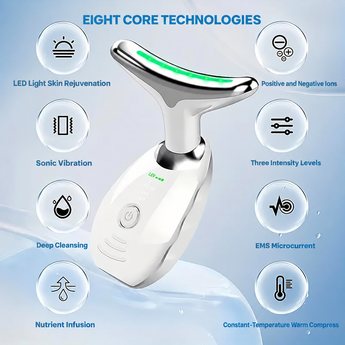 Eshomey LED face massager with handheld facial design