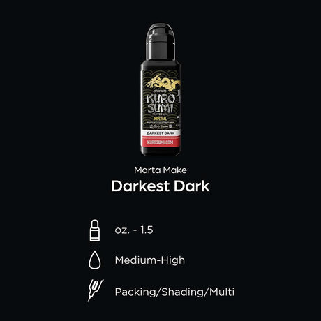 Tinta para Tatuagem Kuro Sumi Imperial Darkest Dark 44ml