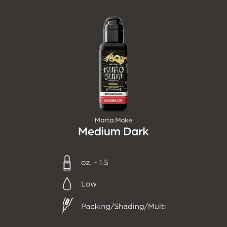 Tinta para Tatuagem Kuro Sumi Imperial Medium Dark 44ml