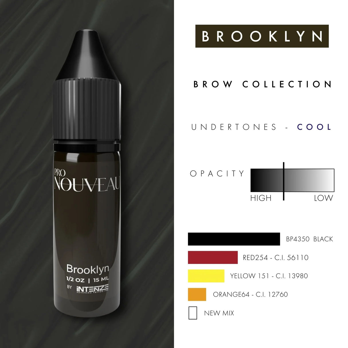 Pigmentos Pro Nouveau para Sobrancelhas da Intenze Brooklyn 15ml