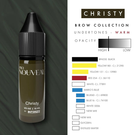 Pigmentos Pro Nouveau para Sobrancelhas por Intenze Christy 15ml