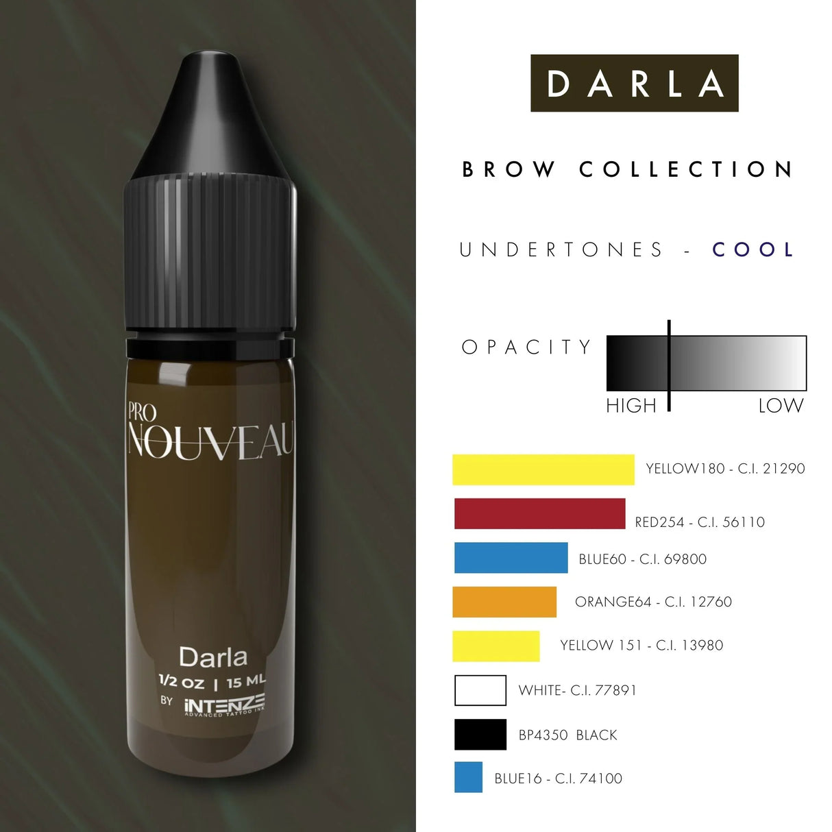 Pigmentos Pro Nouveau para Sobrancelhas por Intenze Darla 15ml