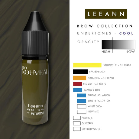 Pigmentos Pro Nouveau para Sobrancelhas da Intenze Leean 15ml