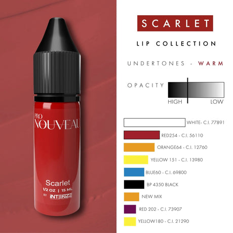 Pigmentos para Lábios Pro Nouveau da Intenze Scarlet 15ml