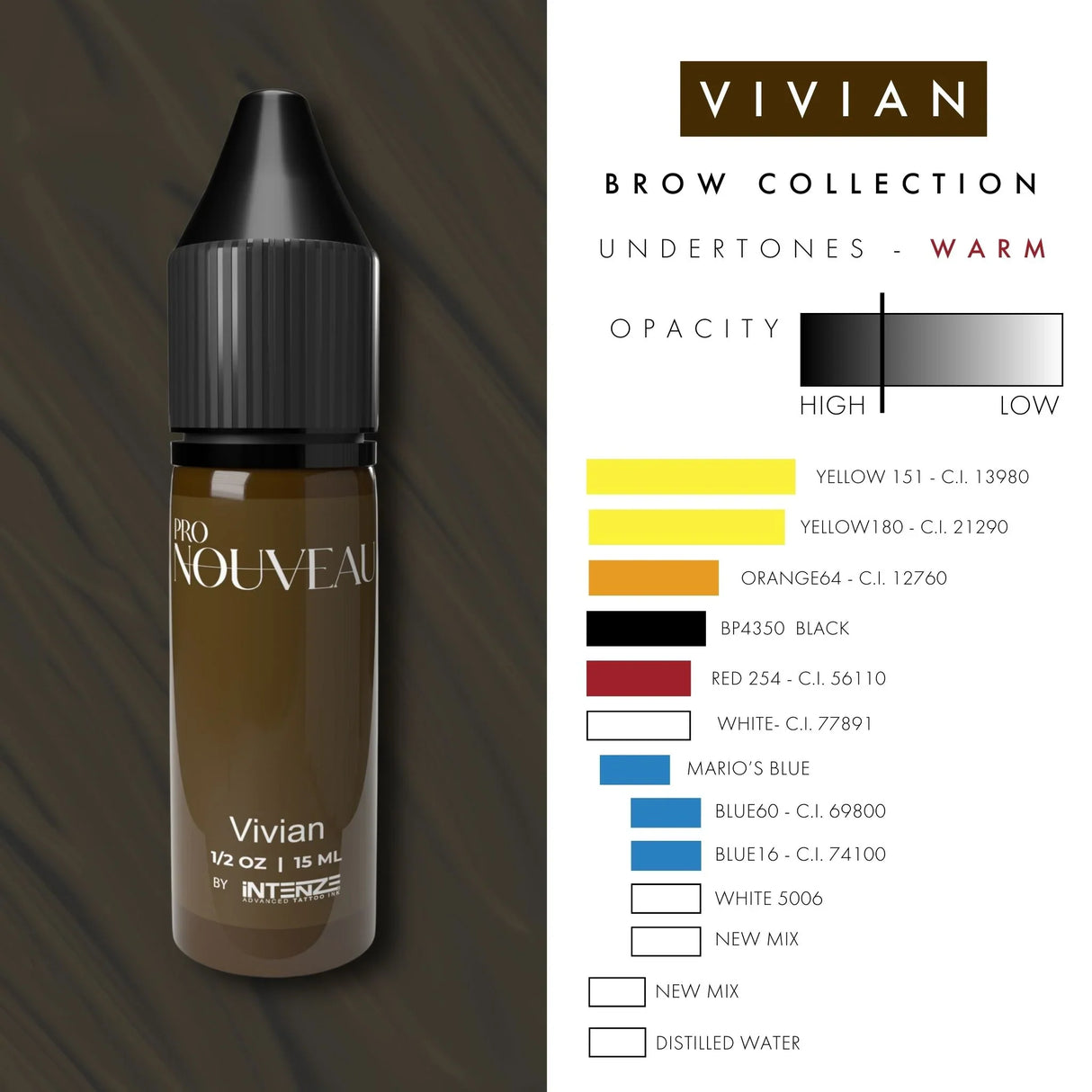 Pigmentos Pro Nouveau para Sobrancelhas por Intenze Vivian 15ml