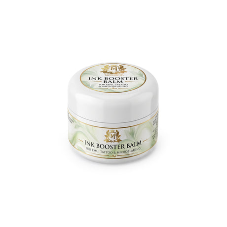 Skin Monarch Ink Booster Balm 30ml, vista em ângulo com tampa e rótulo frontal