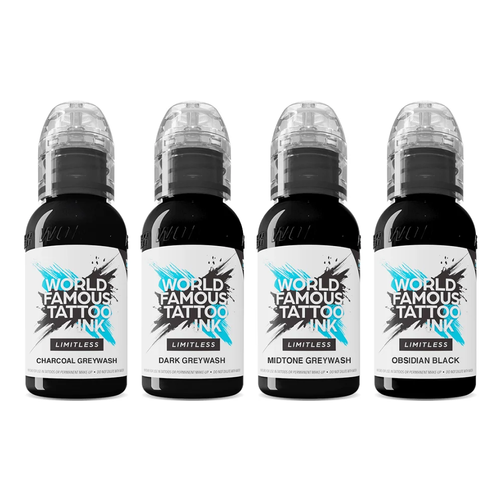 Conjunto de Contorno e Sombreado de Tinta para Tatuagem Limitless Mundialmente Famosa 4x30ml