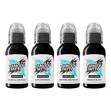 Conjunto de Contorno e Sombreado de Tinta para Tatuagem Limitless Mundialmente Famosa 4x30ml