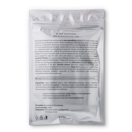 PhiAcademy Scars Needling Microneedling Gel 5ml 5pcs — Scars Needling gel pouch reverse