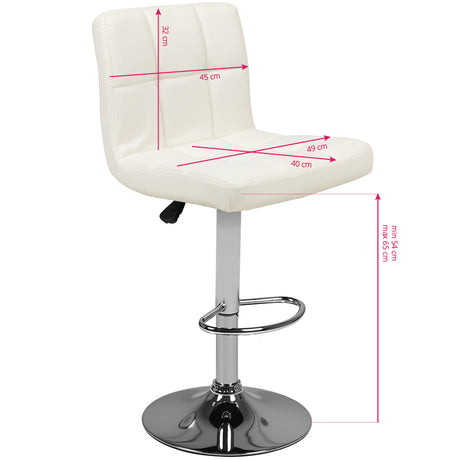 Bar stool m06 quilted adjustable white - BVShop