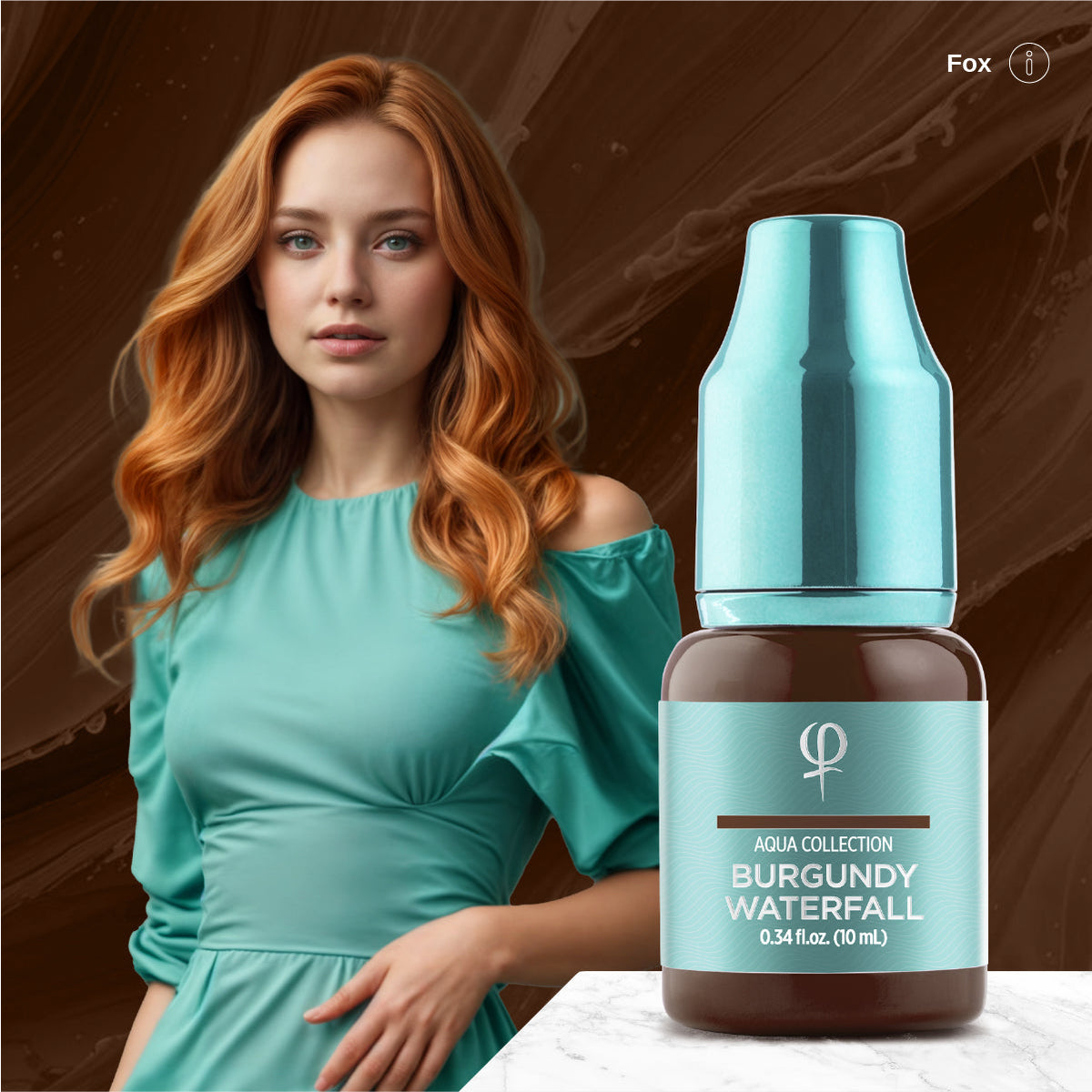 PhiAcademy PMU Aqua Burgundy Waterfall Pigment 10ml — product colour presentation