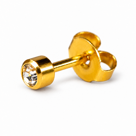 Caflon Blu Piercing Earrings Crystal 4 mm (24ct Gold Plated)
