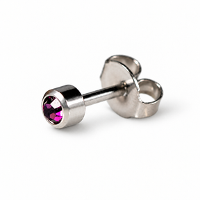 Caflon Blu Piercing Earrings Amethyst 4 mm (White Stainless Steel)