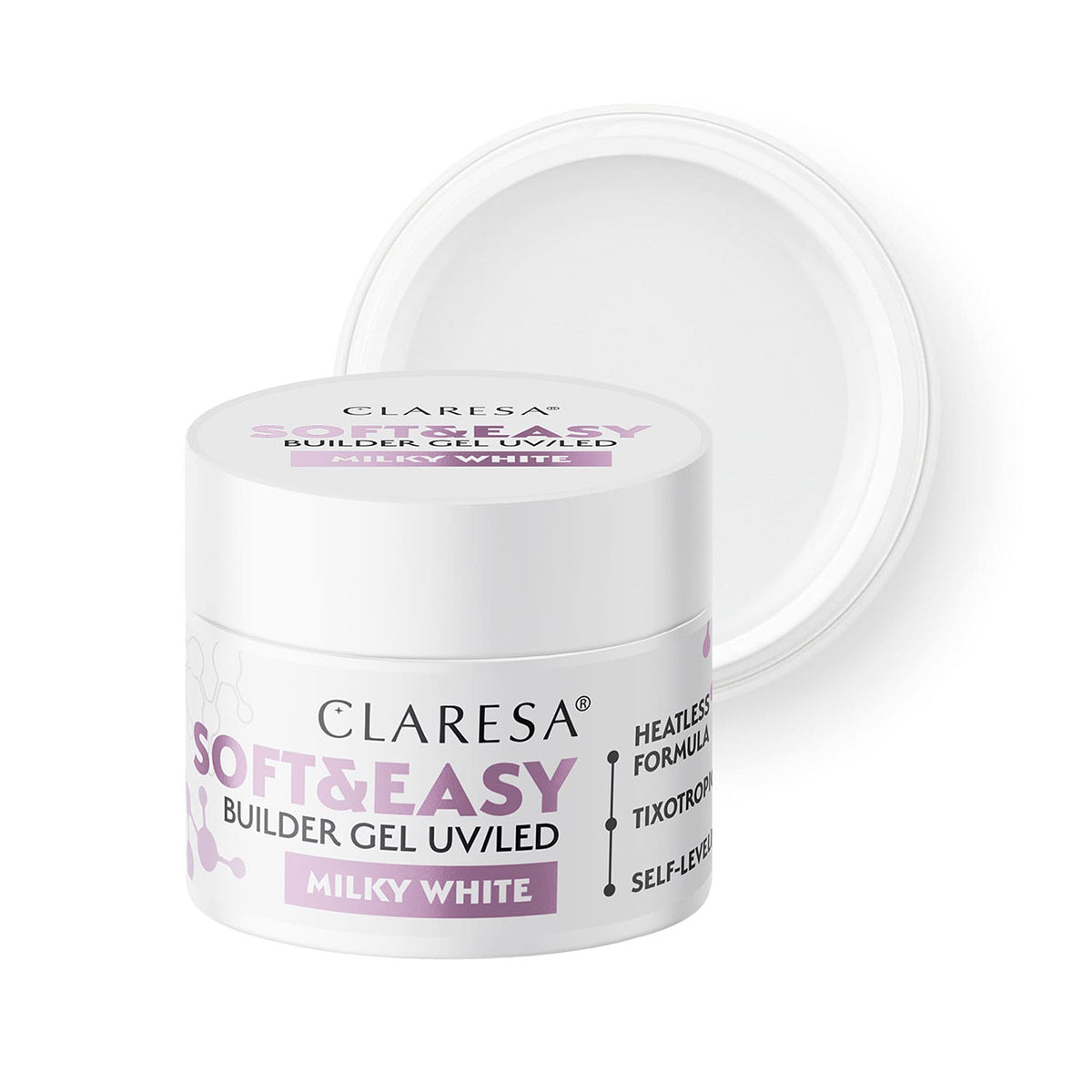 Claresa building gel Soft&Easy gel milk white 90g - BVShop