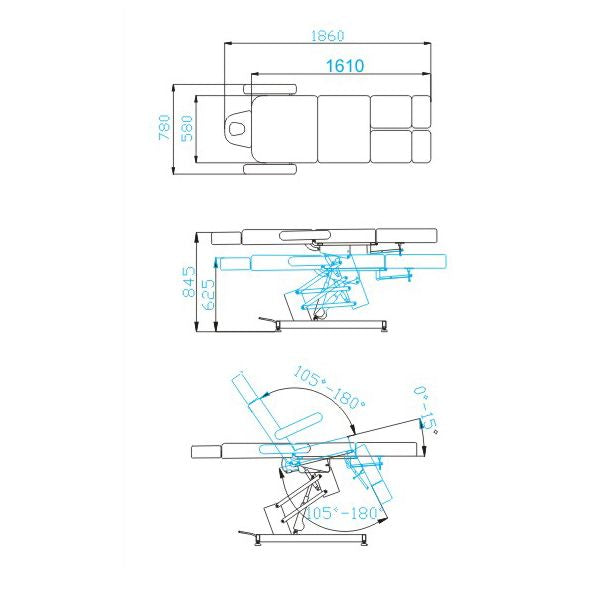 Electric cosmetic chair azzurro 706 pedi 1 strong white - BVShop
