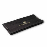 PhiBrows Black Cotton Towel 30x47cm — folded towel shown at an angle