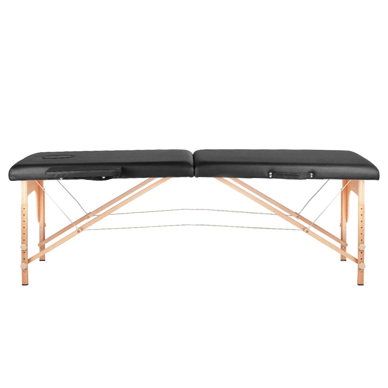 Folding massage table, wood comfort, 2 sections black - BVShop